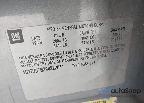 2009 Chevrolet Malibu Lt z USA, uszkodzony, nr VIN 1G1ZJ57B294222031